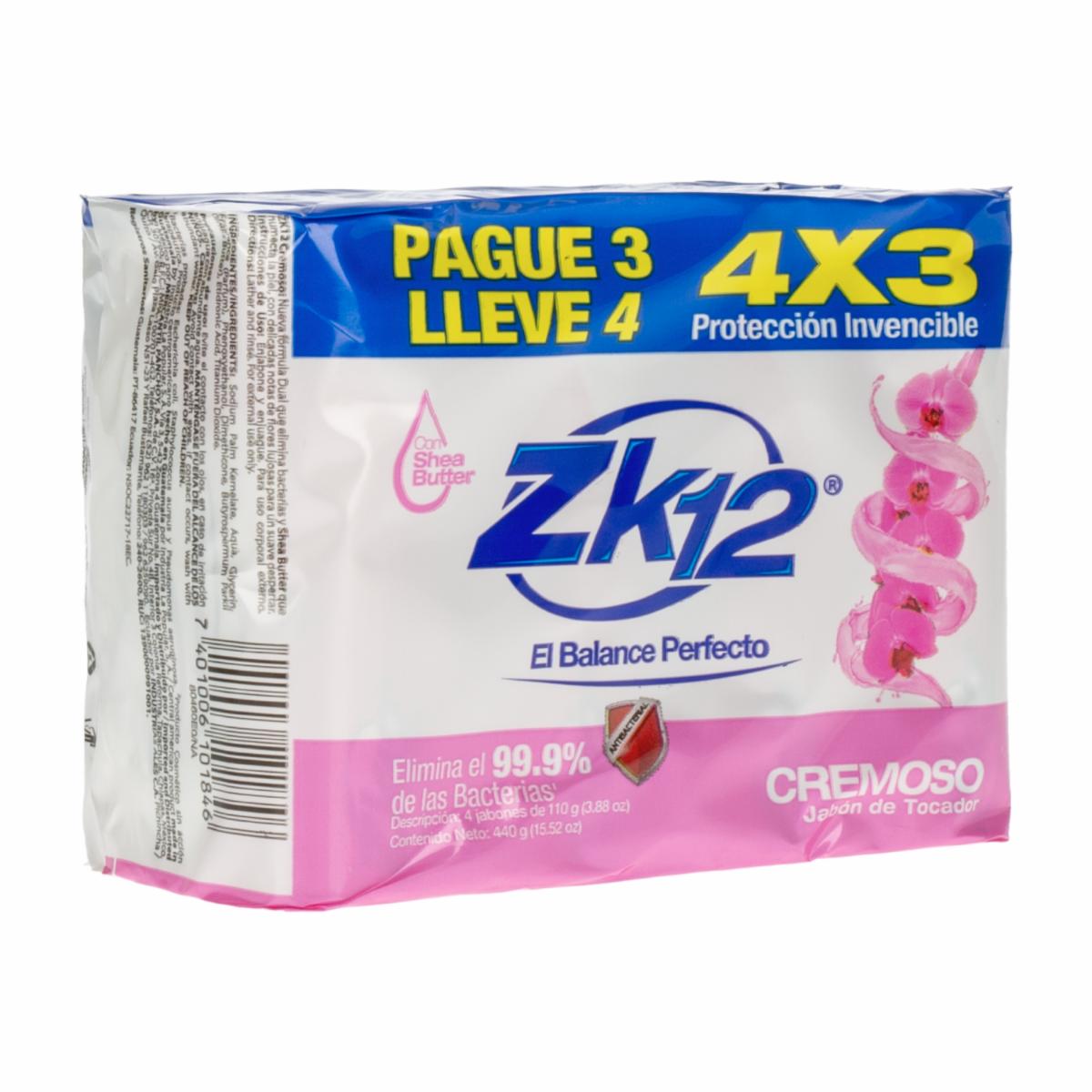 Jabón En Barra Antibacterial Cremoso ZK12 440 G