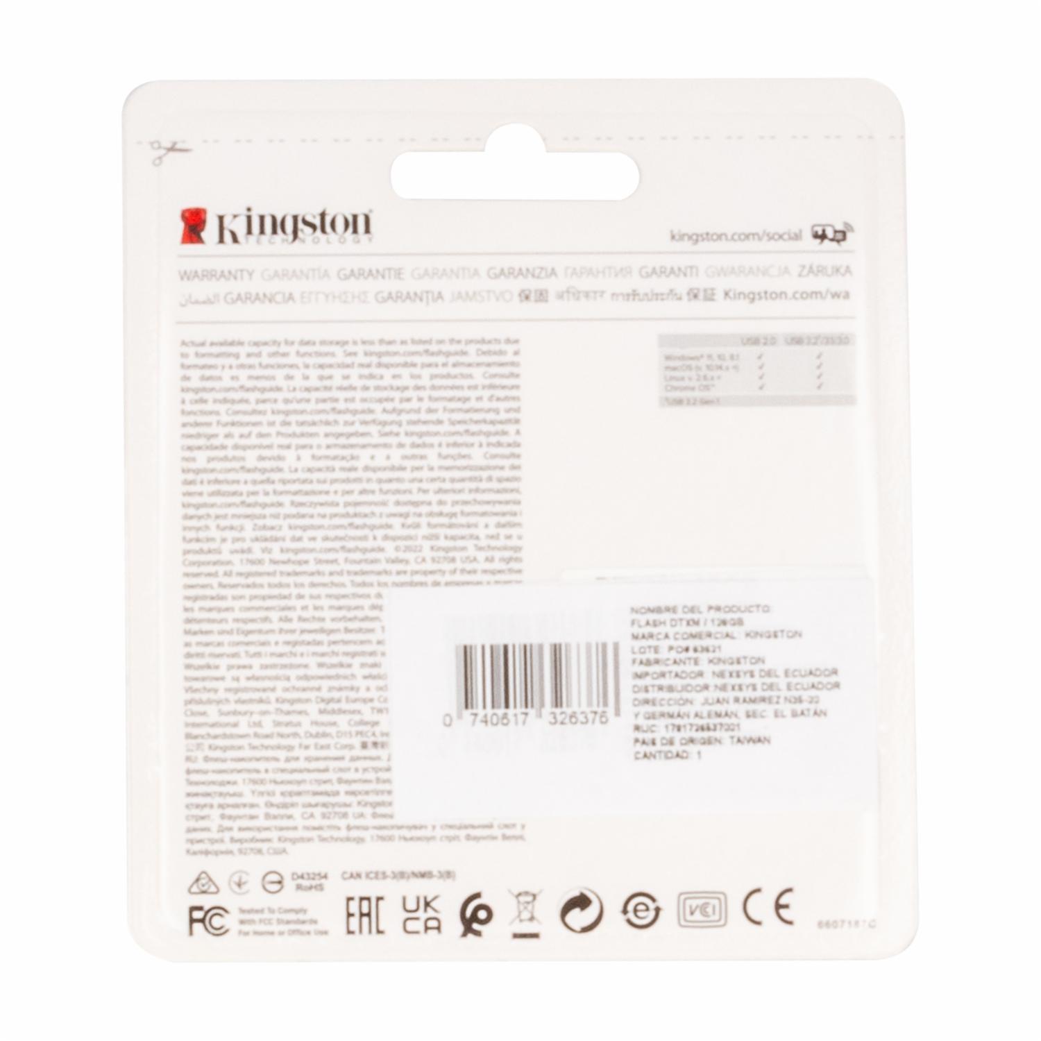 Flash Memory USB3.2 GEN 1 EXODIA KINGSTON 128 Gb