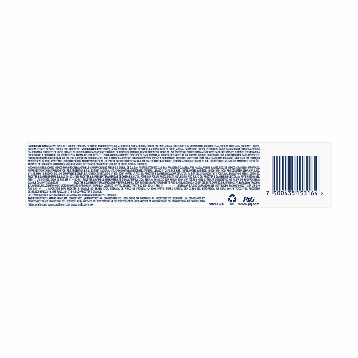 Pasta Dental 100% De Tu Boca Cuidada ORAL-B 55 Ml