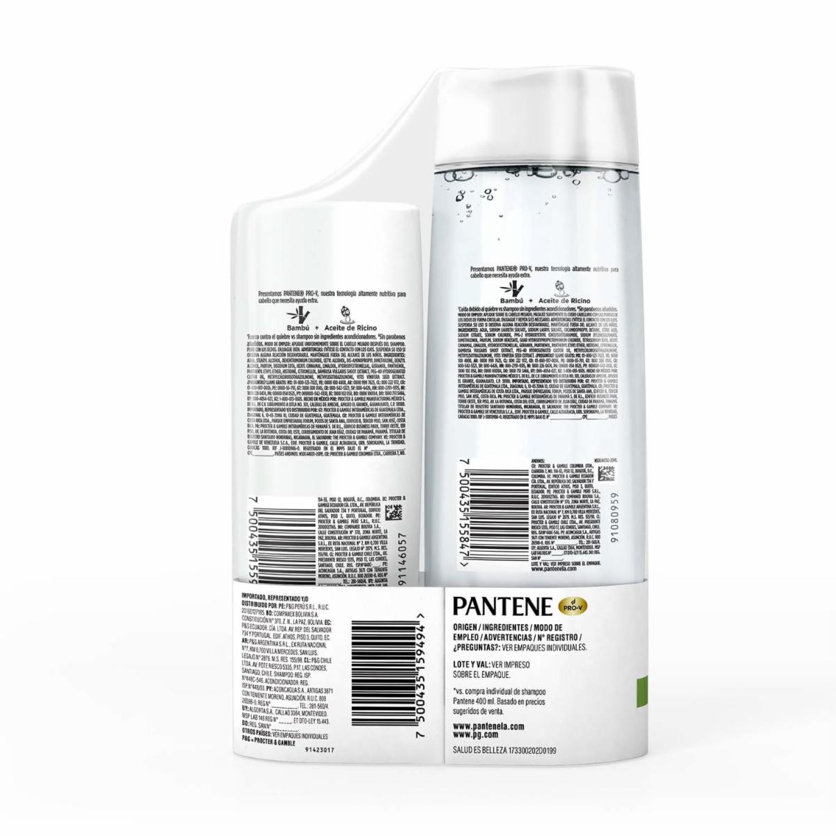 Shampoo + Acondicionador Con Bambú PANTENE 2 X 600 Ml - Imagen 2