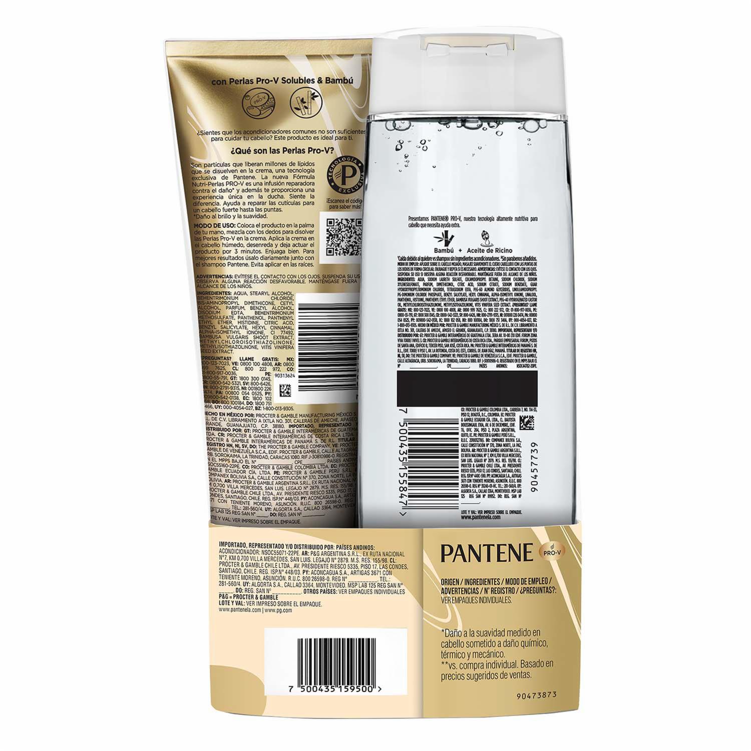 Shampoo De Cabello Pack Shampoo+Acondicionador 3 Min De Bambú PANTENE 570 Ml