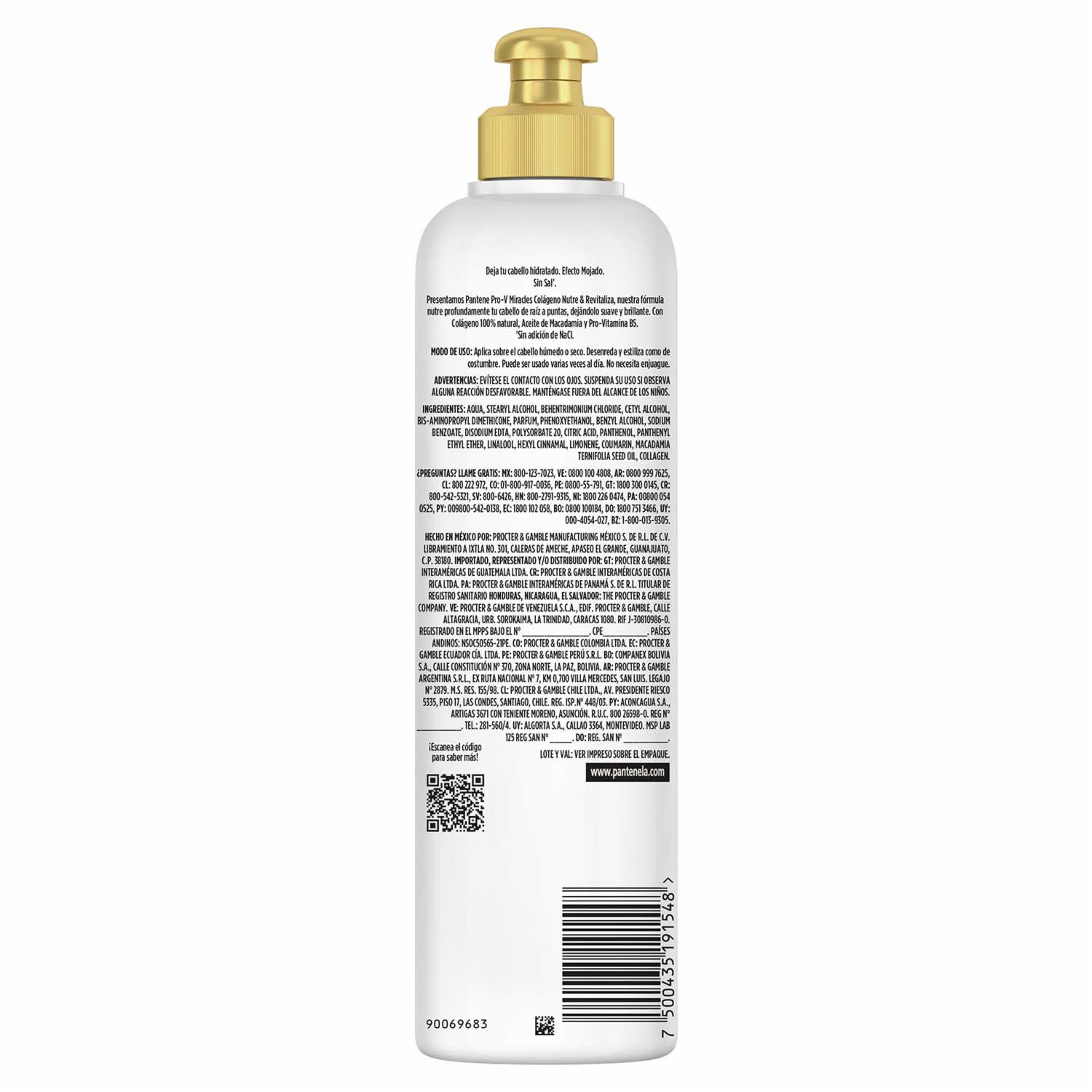 Crema Para Peinar Pro-V Miracles Colágeno Nutre & Revitaliza PANTENE 300 Ml - Imagen 2