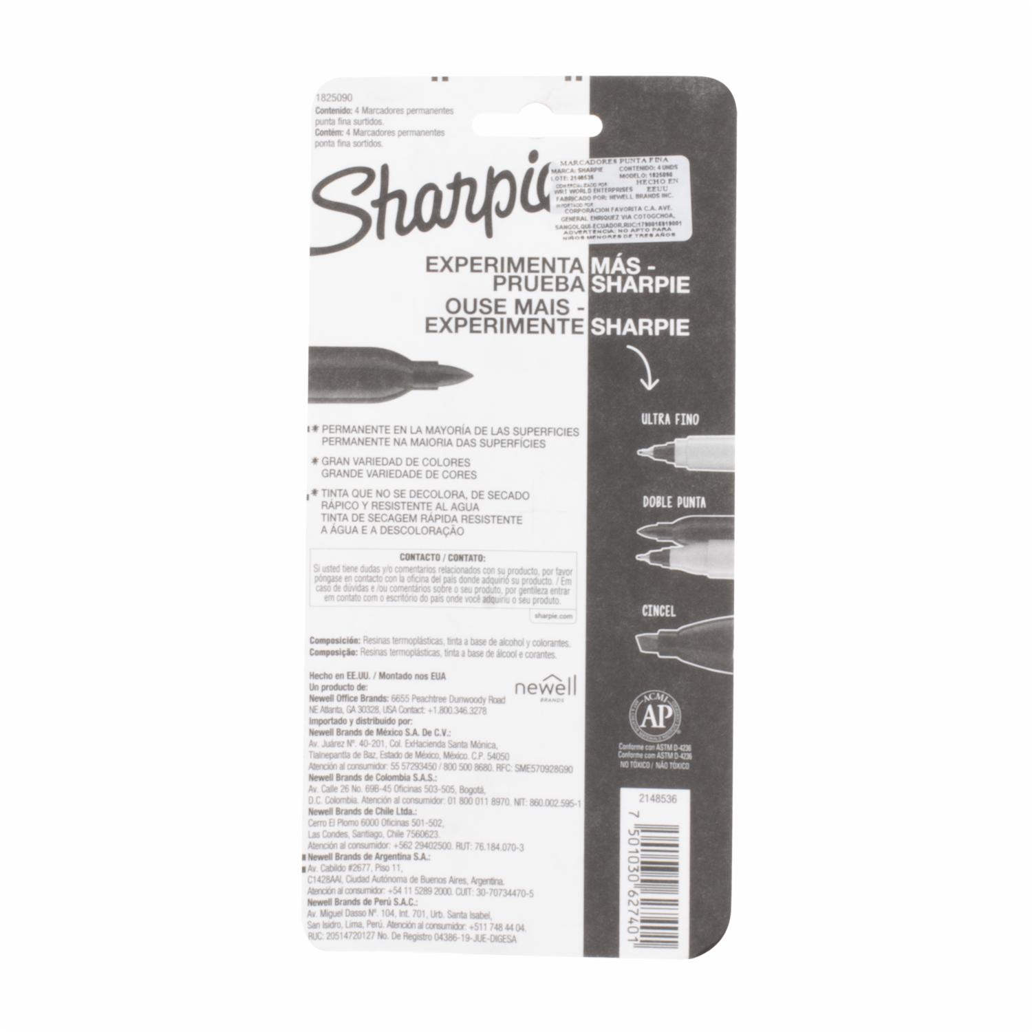 Marcador Punta Fina SHARPIE X4 Uds