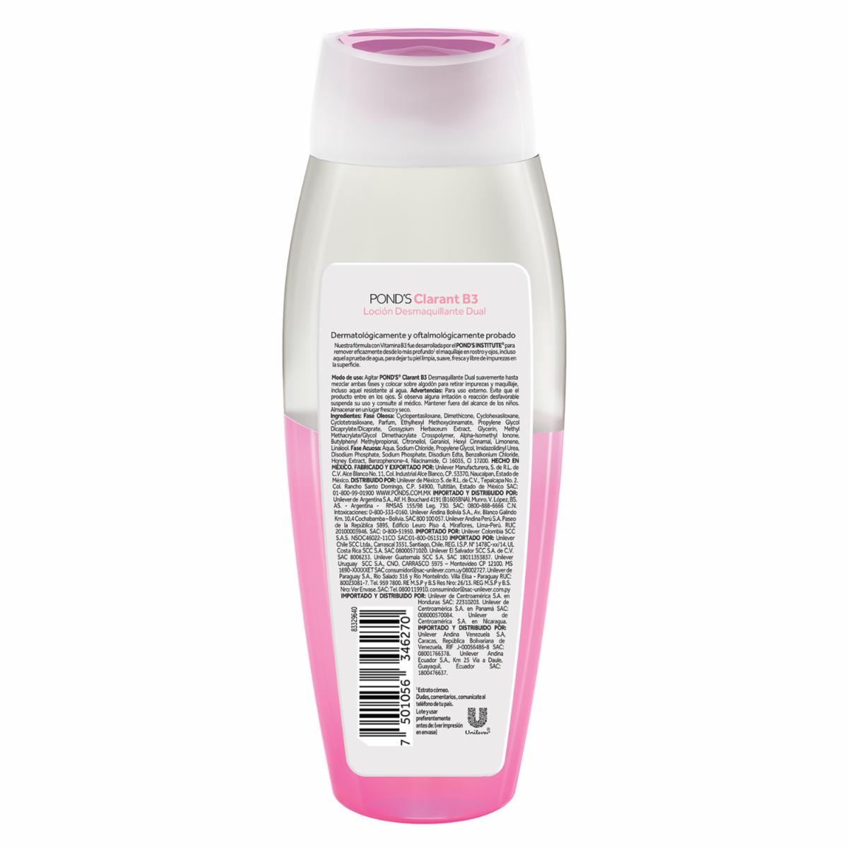 Desmaquillante Loción Dual Clarant B3 POND’S 200 Ml
