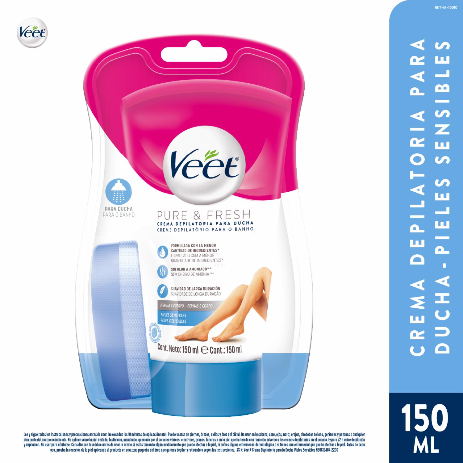 Crema Depilatoria Corporal Para Ducha Piel Sensible Pure Y Fresh VEET 150 Ml