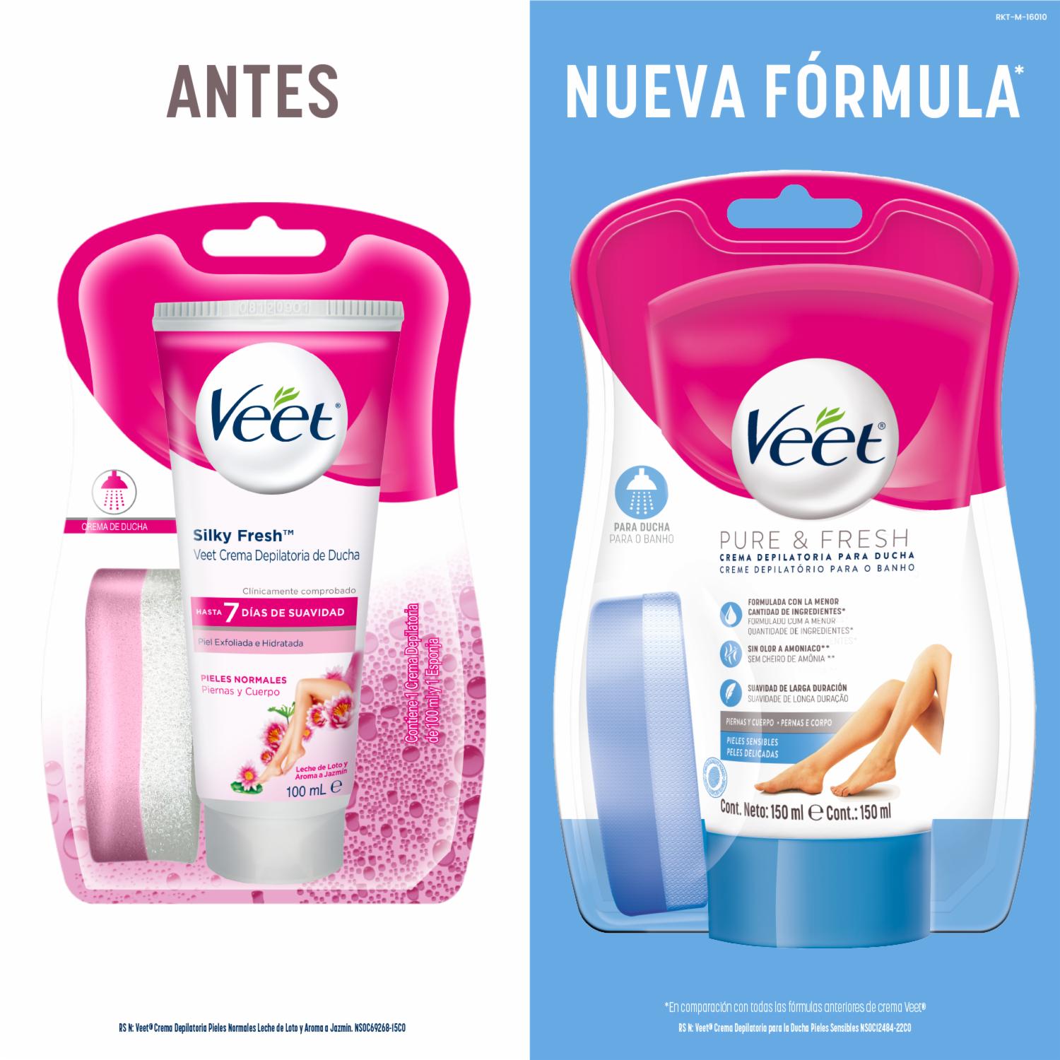 Crema Depilatoria Corporal Para Ducha Piel Sensible Pure Y Fresh VEET 150 Ml