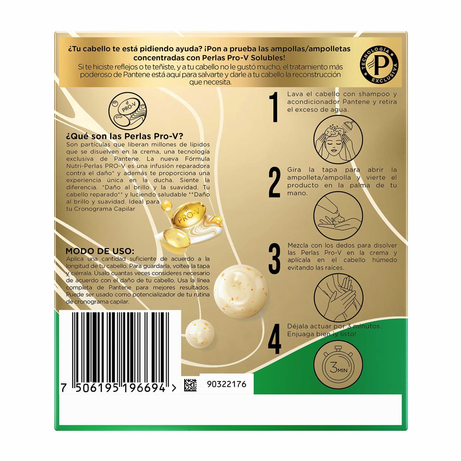 Ampolleta Para Cabello Reconstrucción Revitalizadora con Perlas Pro-V PANTENE 45 Ml - Imagen 2