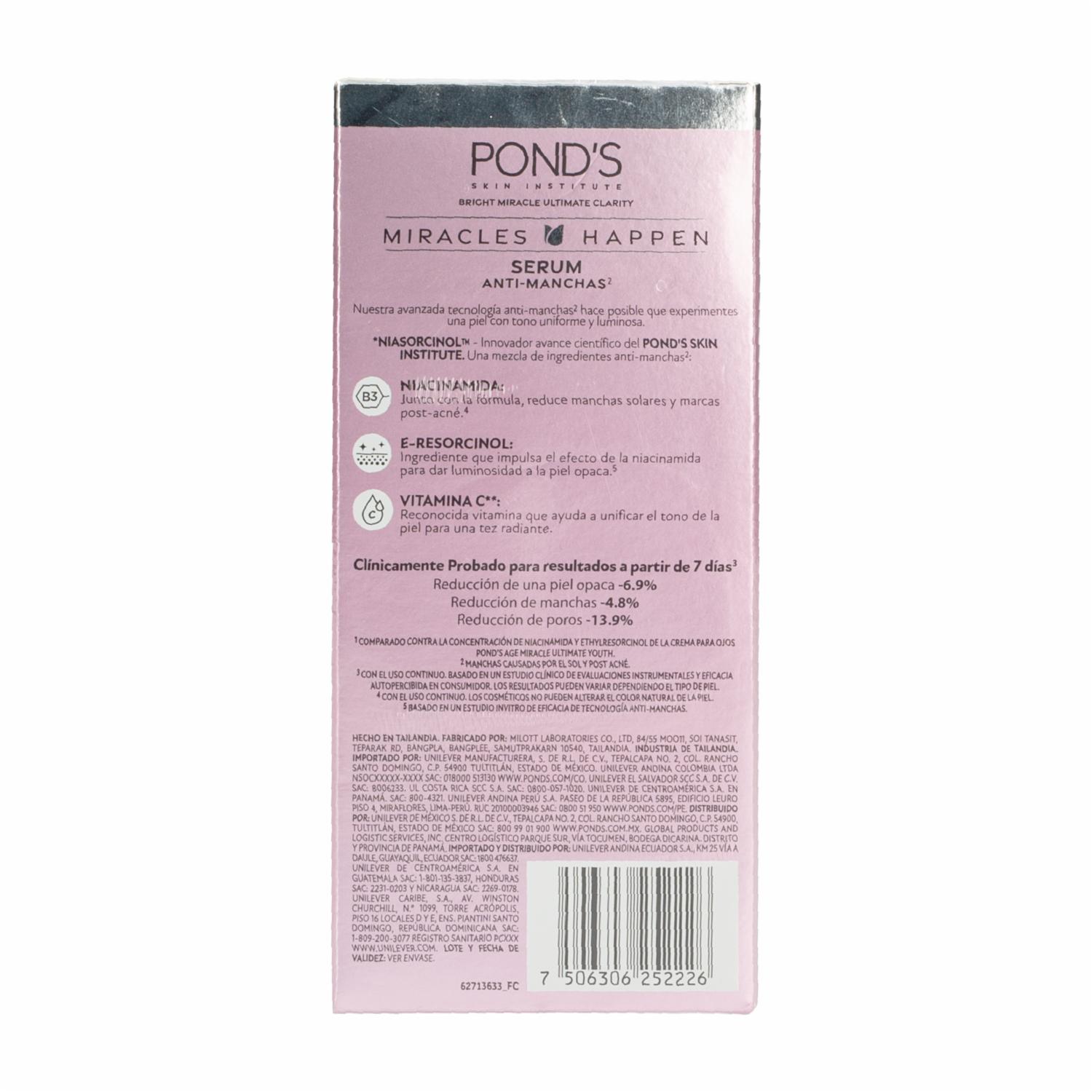 Sérum Facial Bright Miracle Niasorcinol Anti-Manchas POND’S 30 Ml