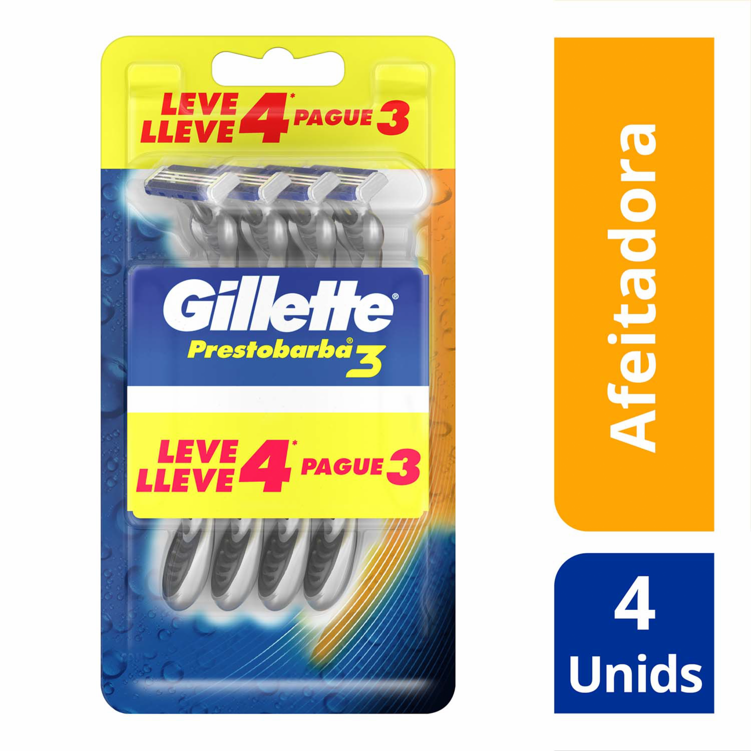 Afeitadora Desechable Caballero Prestobarba 3 GILLETTE X 4 Uds - Imagen 3