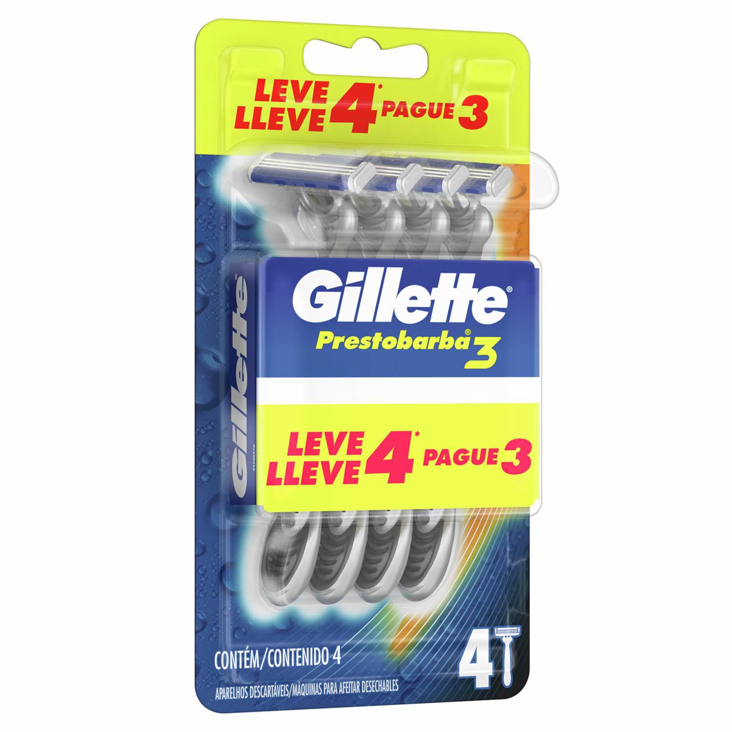 Afeitadora Desechable Caballero Prestobarba 3 GILLETTE X 4 Uds - Imagen 2