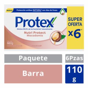 Jabón En Barra Antibacterial Nutri Protect Macadamia PROTEX 6 X 110 G
