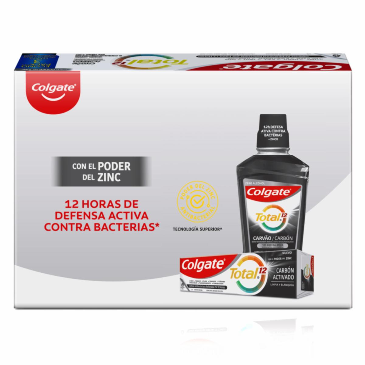 Pasta Dental Total 12 Carbón Activado Con Zinc COLGATE 3 X 75 Ml