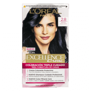 Tinte Para Cabello Tono 2.8 Negro Azulado EXCELLENCE L'ORÉAL PARIS 1 Kit