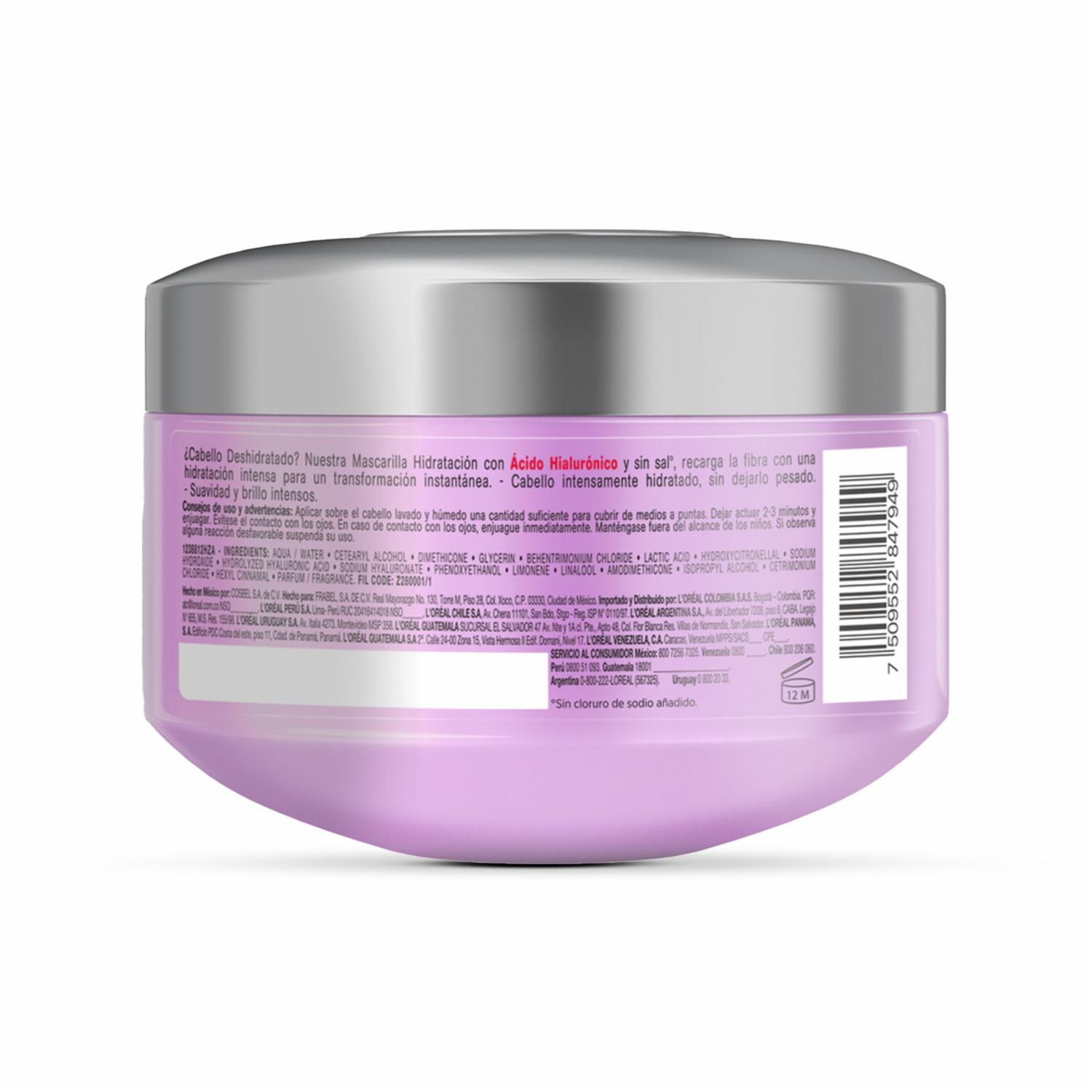 Mascarilla Capilar Hidra Hialurónico Rellenador Para Cabello Deshidratado ELVIVE L'ORÉAL 300 G - Imagen 2