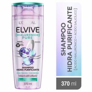 Shampoo Capilar Hialurónico Pure Para Raíz Grasa Y Puntas Deshidratadas ELVIVE L'ORÉAL 370 Ml