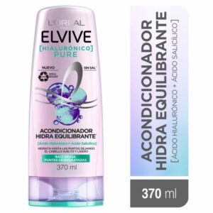 Acondicionador Capilar Hialurónico Pure Para Raíz Grasa Y Puntas Deshidratadas ELVIVE L'ORÉAL 370 Ml