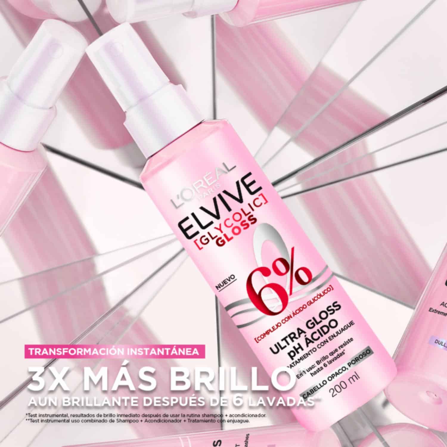 Tratamiento Capilar Glycolic Gloss Para Cabello Opacos Poroso ELVIVE L'ORÉAL 200 Ml - Imagen 2