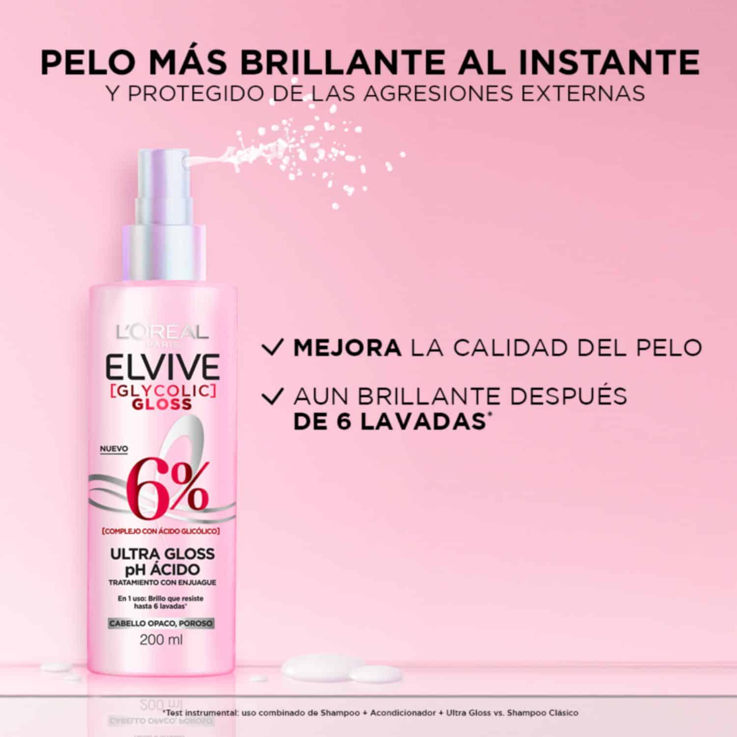 Tratamiento Capilar Glycolic Gloss Para Cabello Opacos Poroso ELVIVE L'ORÉAL 200 Ml - Imagen 8