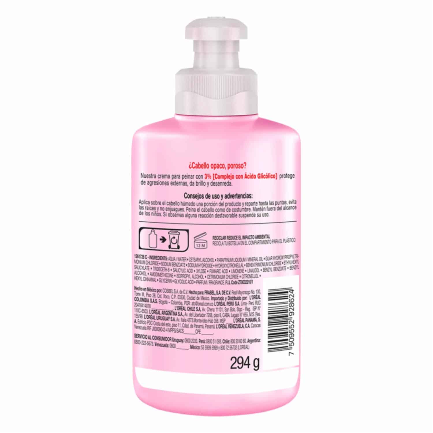 Crema Para Peinar Glycolic Gloss Para Cabello Opacos Poroso ELVIVE L'ORÉAL 300 Ml - Imagen 9