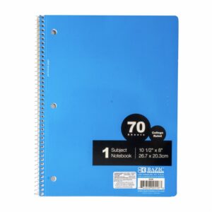 Cuaderno Espiral De Una Línea 70 Hojas BAZIC Unidad