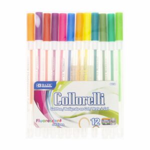 Bolígrafo En Gel 12 Colores Fluorescentes BAZIC 1 X 12 Uds
