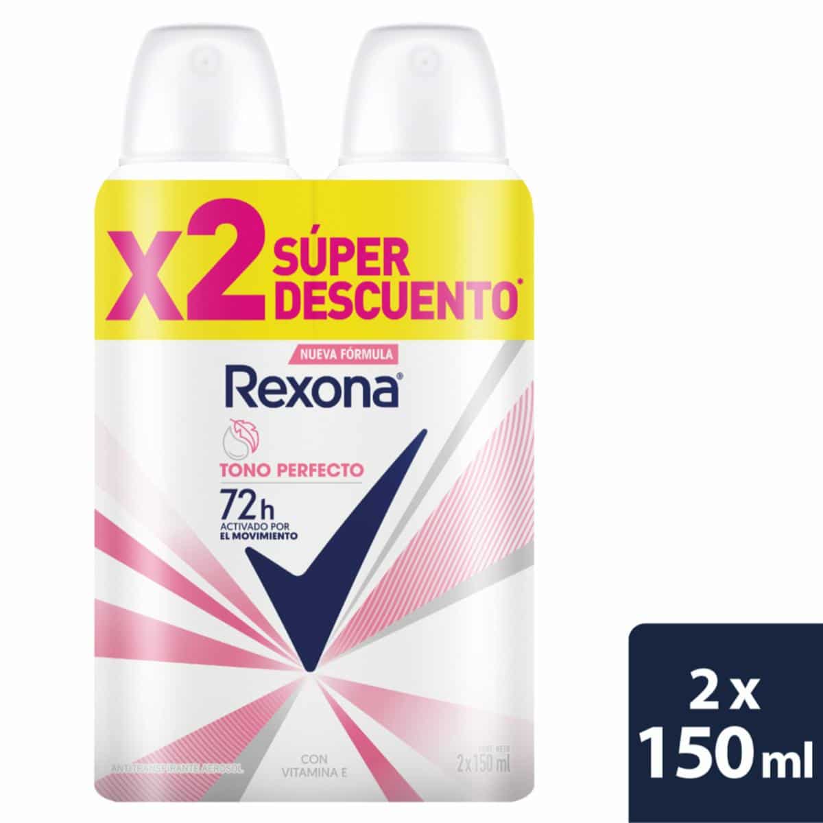 Desodorante En Aerosol Para Dama Tono Perfecto REXONA 2 X 150 Ml - Imagen 3