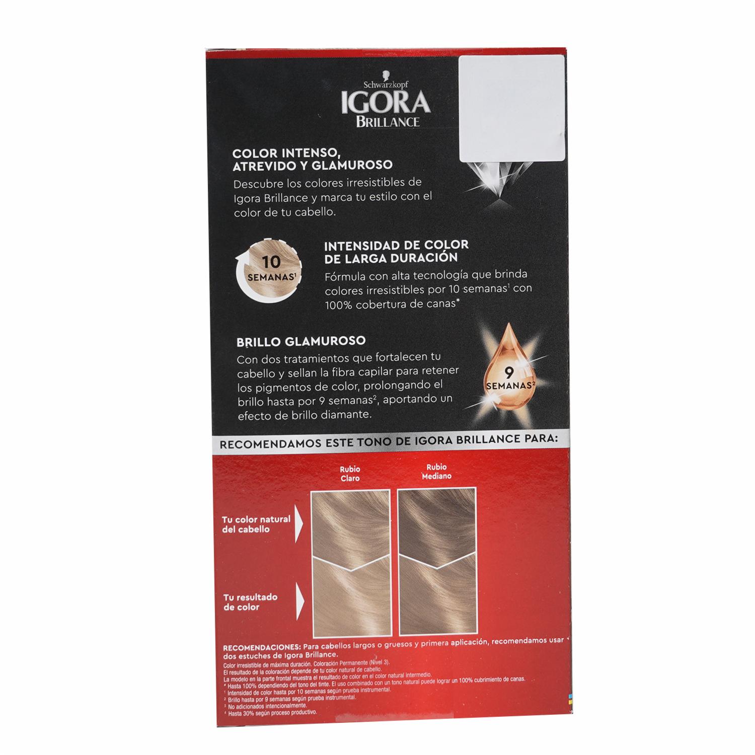 Tinte De Cabello Capilar Doble Tubo 901 Rubio IGORA BRILLANCE Unidad