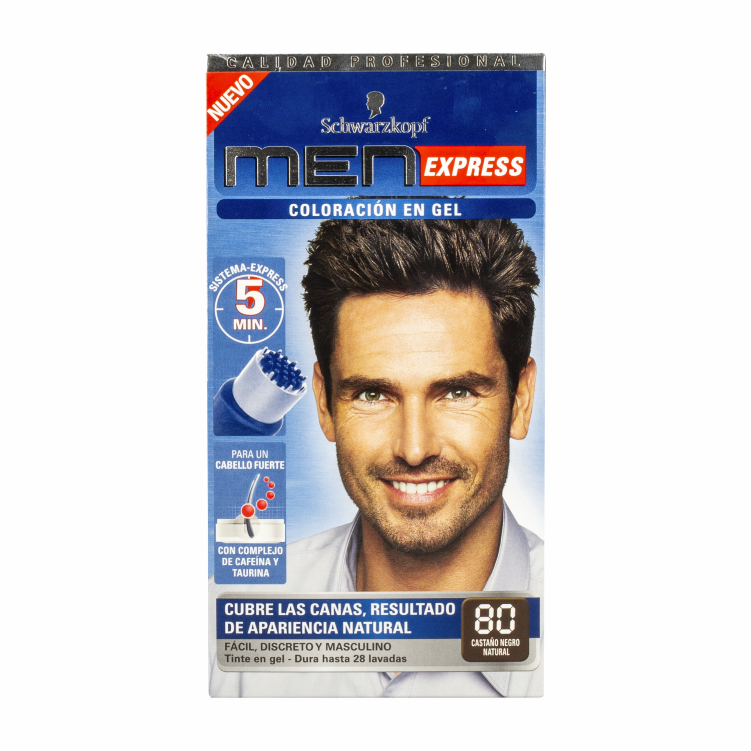 Tinte De Cabello En Gel Sin Amoníaco N° 80 Castaño Negro Natural MEN EXPRESS 1 Kit
