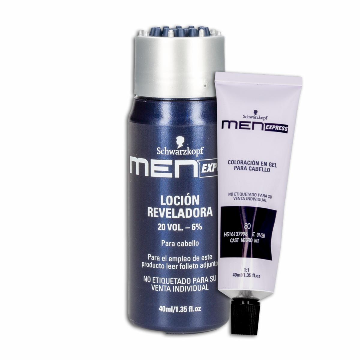 Tinte De Cabello En Gel Sin Amoníaco N° 80 Castaño Negro Natural MEN EXPRESS 1 Kit