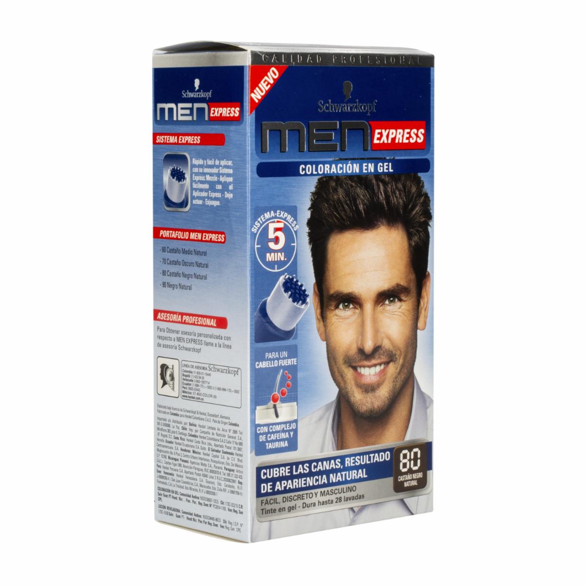 Tinte De Cabello En Gel Sin Amoníaco N° 80 Castaño Negro Natural MEN EXPRESS 1 Kit