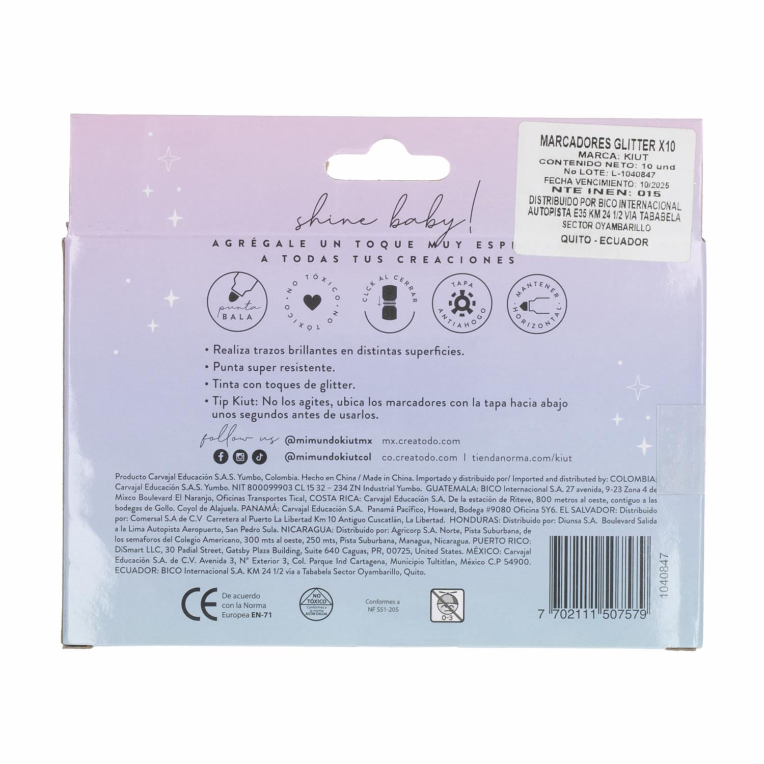 Marcadores Glitter NORMA X 10 Uds