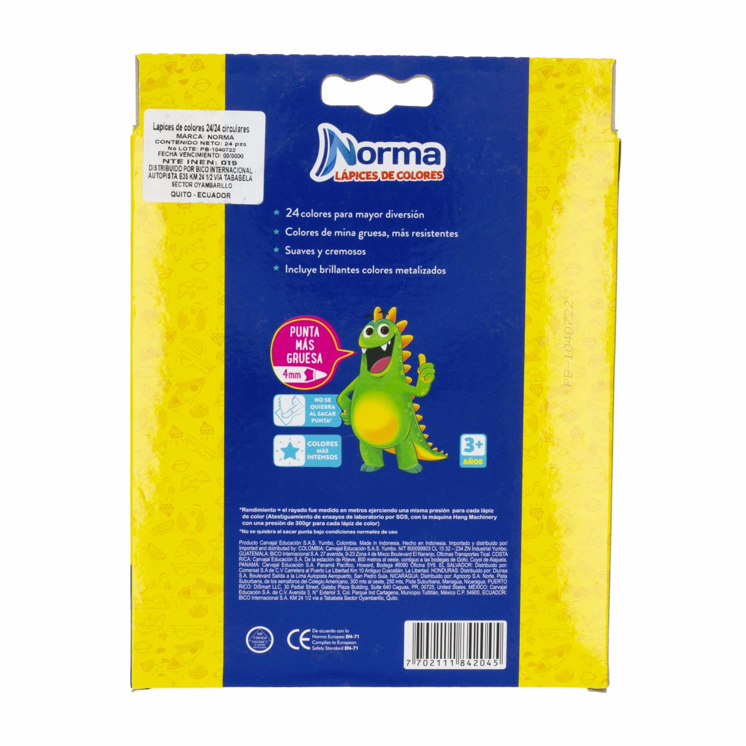 Lápices De Colores Triangulares Nueva Presentación NORMA X 24 Uds