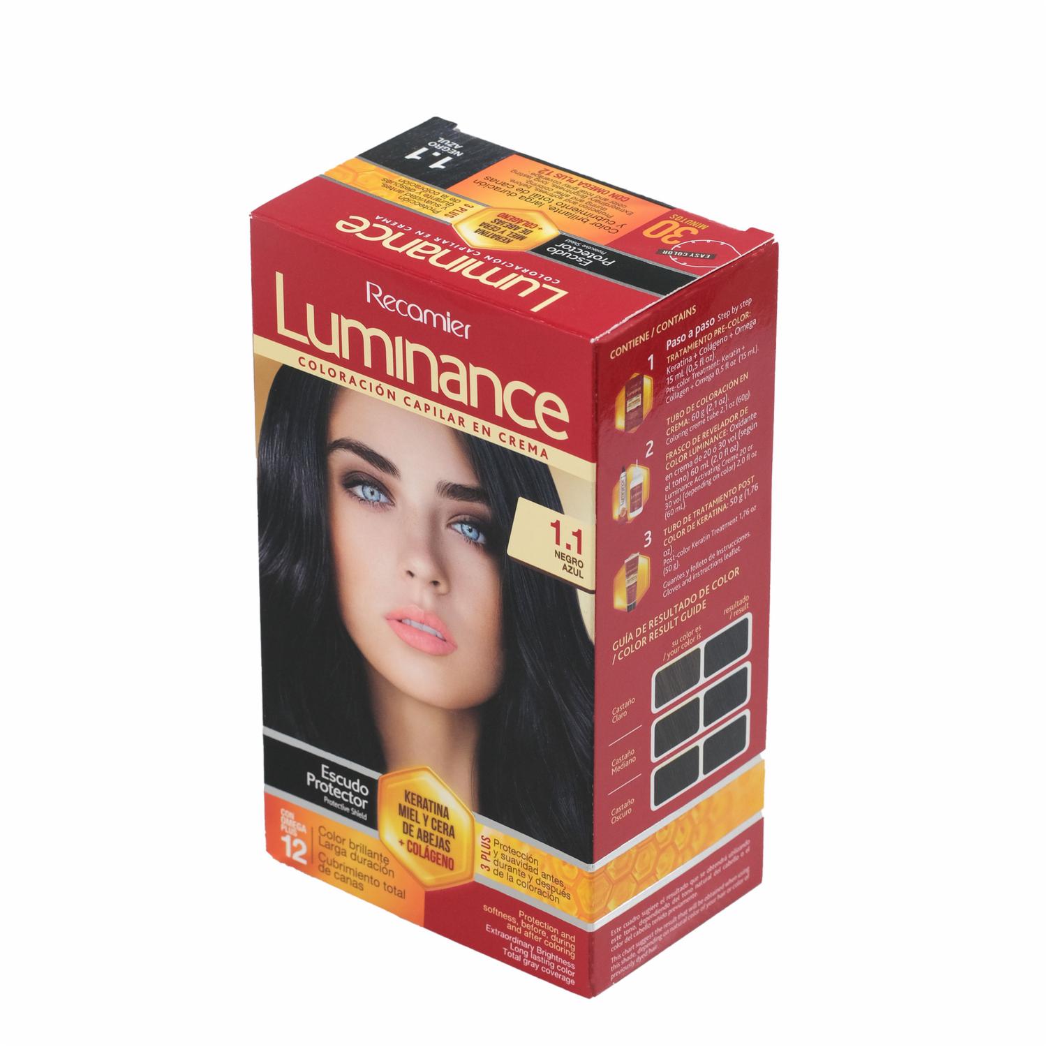 Tinte De Cabello Negro Azul Doble Tubo 1.1 LUMINANCE Kit 2 X 60 G