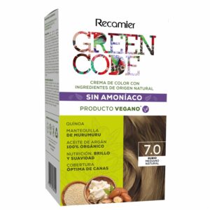 Tinte De Cabello Rubio Mediano Natural 7.0 Sin Amoníaco GREEN CODE Kit 50 G