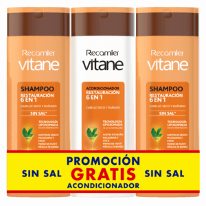 Shampoo Para Cabello Restauración 6en1 X2 Gratis Acondicionador VITANE 3 x 400 Ml