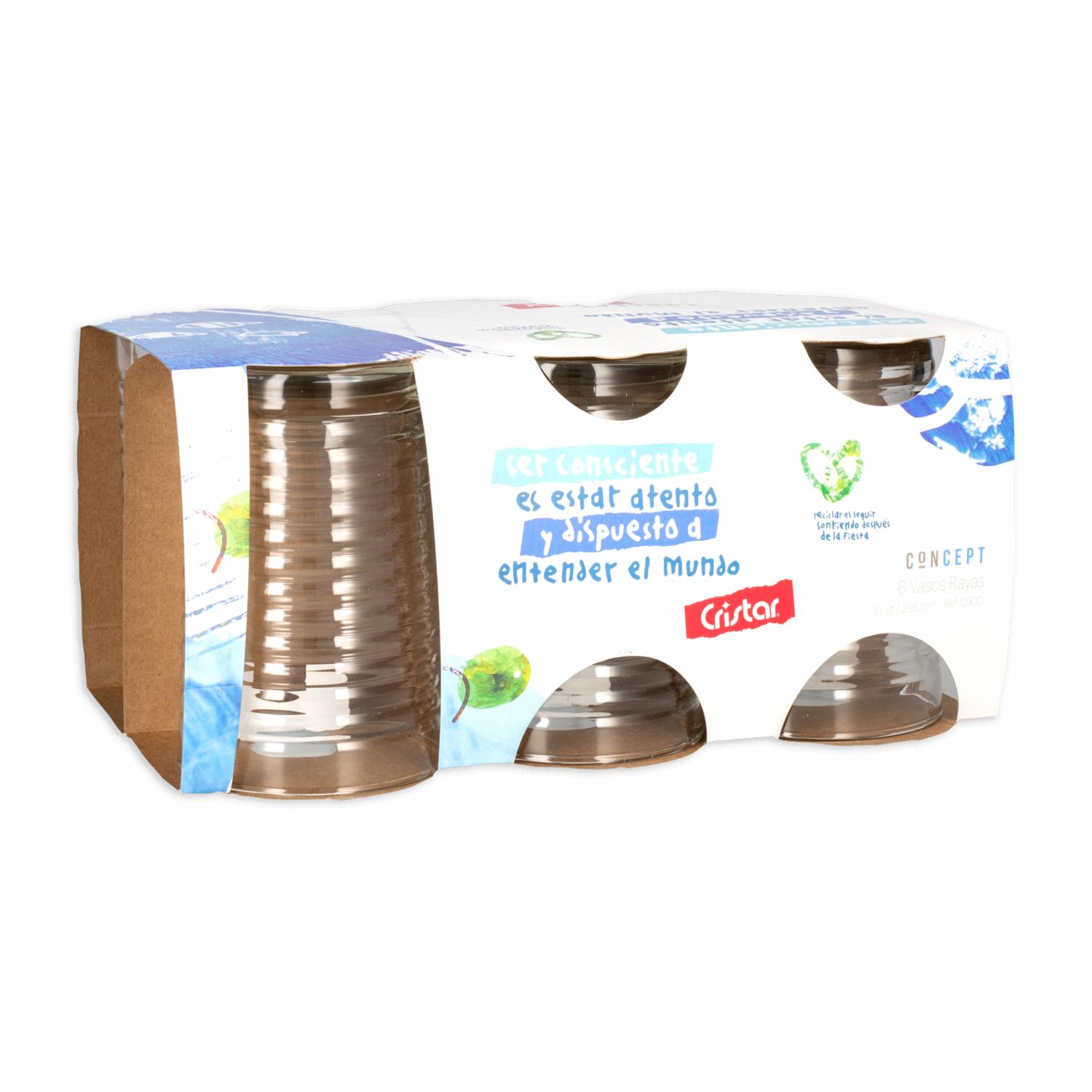 Set De Vasos Concept Rayas 6X295 Ml CRISTAR 0900CL6CPT23 - Imagen 2