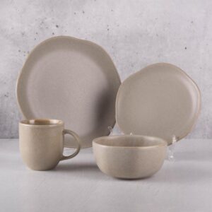 Vajilla 16 Piezas Redonda CORONA Concreto Reactivo