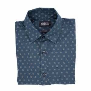 Camisa Slim Casual Formal Manga Larga Con Print Negro MARCEL ESTEREL