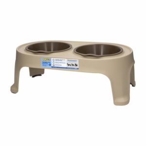 Comedero De Perro Doble Color Moca RIMAX Pequeño