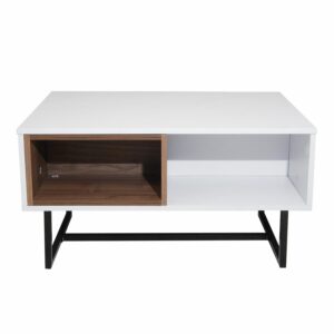 Mesa De Centro Blanco Con Gales RTA MDF y Metal