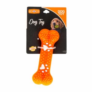Juguete Para Mascota De Perro Hueso Huellas - Naranja 4DOGS Mediano
