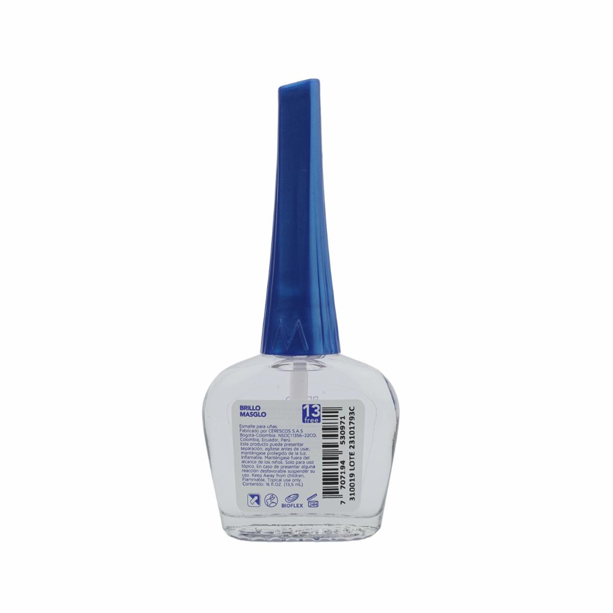 Esmalte De Uñas Brillo Sin Color MASGLO 13.5 Ml