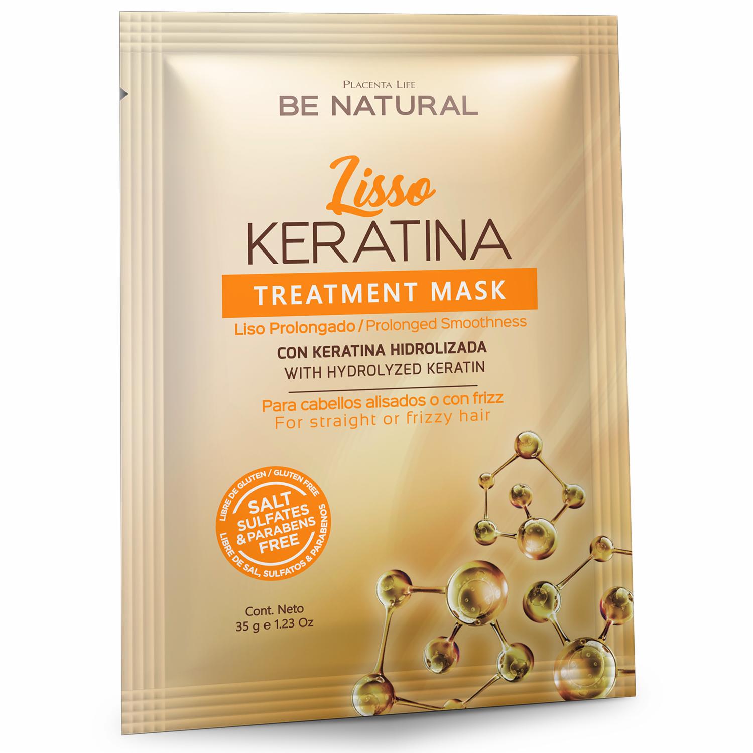 Tratamiento Capilar Cabello Liso Y Brillante Con Keratina BE NATURAL 35 G - Imagen 2