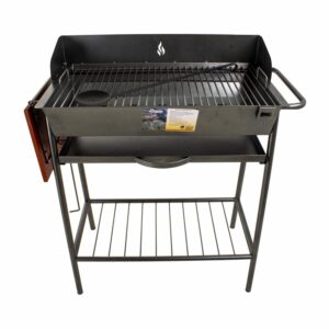 Parrilla De Carbón Con Repisa Plegable De Madera ARTE VALLE Mediana