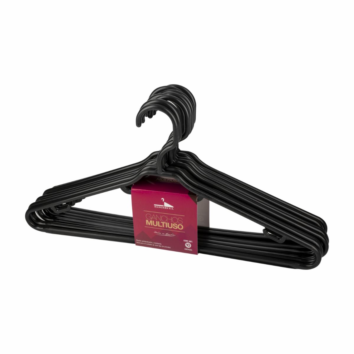 Armador Para Ropa Plástico Color Negro HANGERS S.A. X 10 Uds