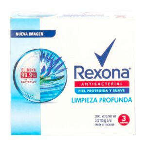 Jabón En Barra Antibacterial Limpieza Profunda REXONA 3 X 110 G