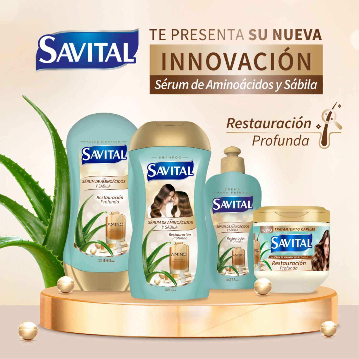 Shampoo De Cabello Con Serúm De Aminoácidos Y Sábila SAVITAL 900 Ml