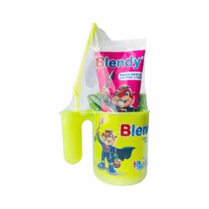 Kit Higiene Bucal Escolar Pasta + Cepillo +Toalla + Vaso BLENDY Pack X4 U