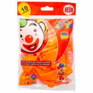 Globos De Neón Tono Naranja GLOBOS PAYASO X 10 Uds
