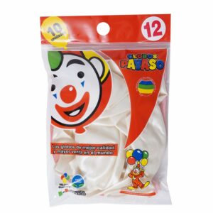 Globos Payaso N°12 Perla Blanco GLOBOS PAYASO Pack X 10